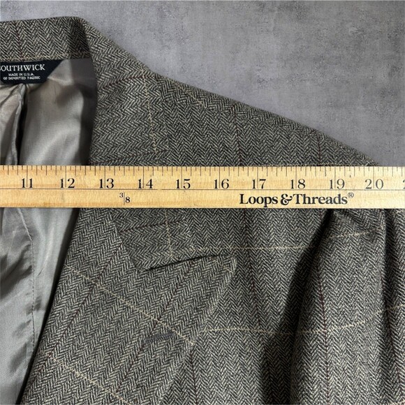 SOUTHWICK Vintage Mens Double Breasted Sport Coat Blazer Jacket 44L Windowpane - Picture 7 of 15